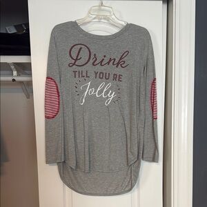 Gray and Red Women's Top